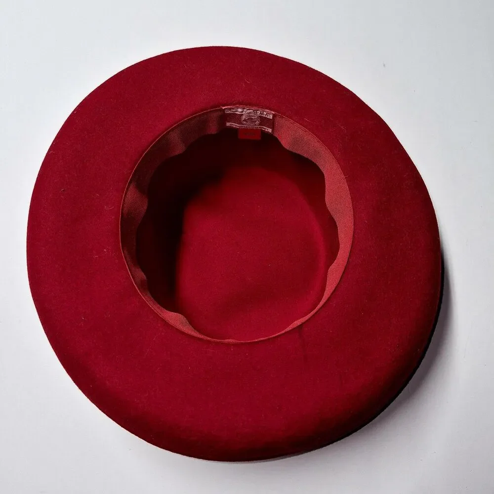 SCALA Red Hat Society 100% Wool Cloche Hat Purple Velvet Bow Official Church